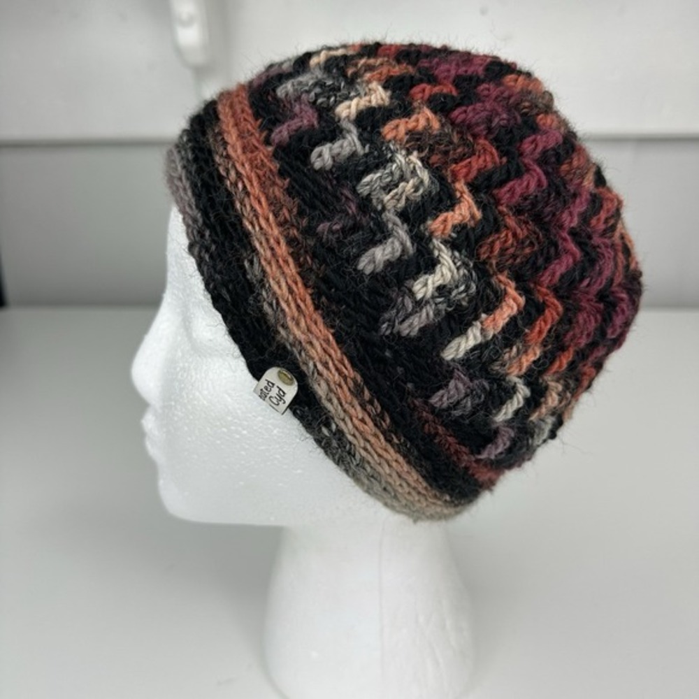 Created by Cyd Handmade Knit Beanie Alpaca Wool Chevron Zig Zag‎ Winter Hat NEW